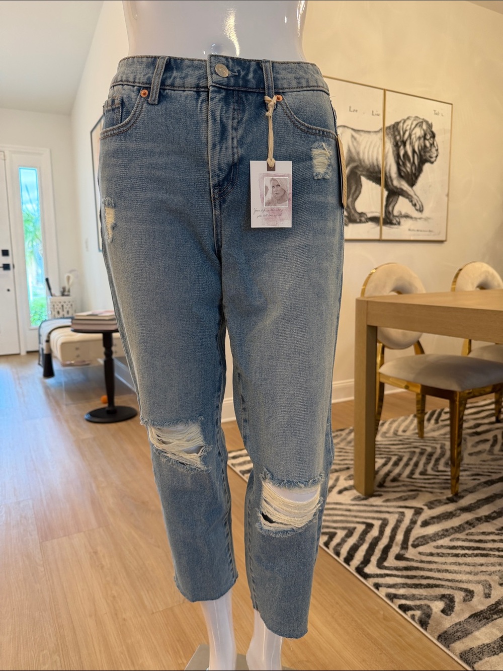 Jessica Simpson Light Blue Distressed Ankle Crop Jeans